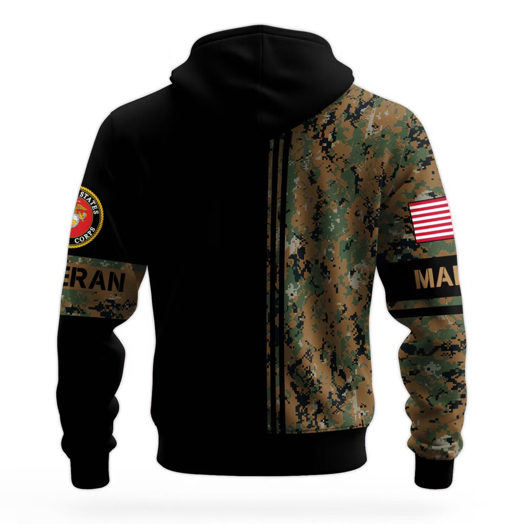 USMC 250Th Anniversary Camo Hoodie Marine Corps Veteran Apparel Best Gifts For Veterans Day - Tradiviet - Image 2