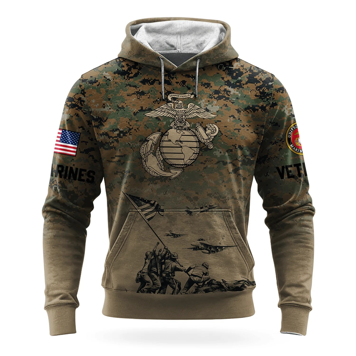 USMC 250Th Anniversary Camo Hoodie Marine Corps Veteran Clothing Best USMC Christmas Gifts - Tradiviet
