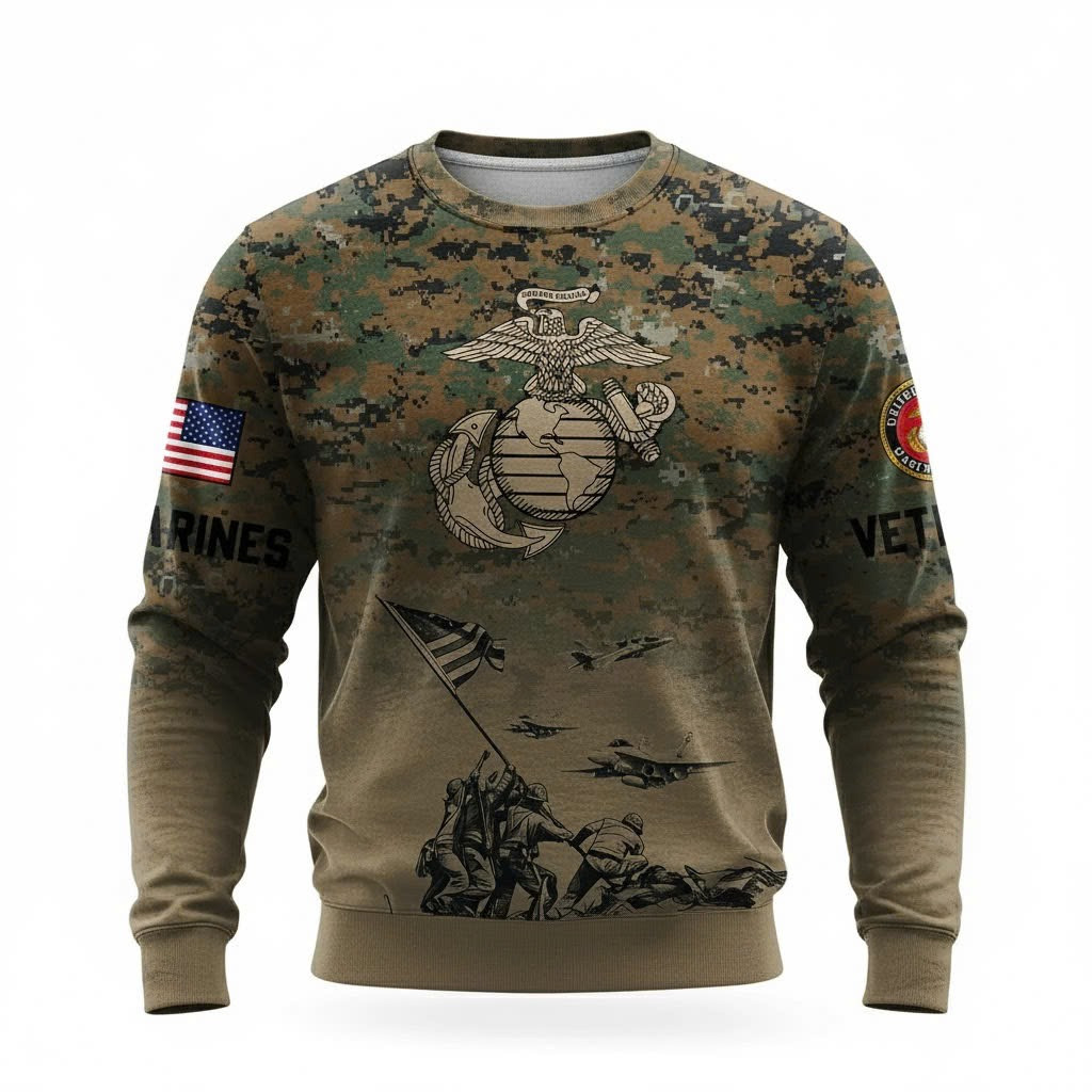 USMC 250Th Anniversary Camo Hoodie Marine Corps Veteran Clothing Best USMC Christmas Gifts - Tradiviet - Image 4