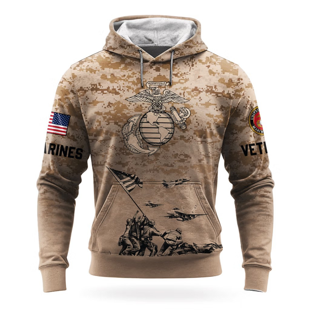 USMC 250Th Anniversary Camo Hoodie Marine Corps Veteran Clothing Patriotic Gifts 2025 - Tradiviet