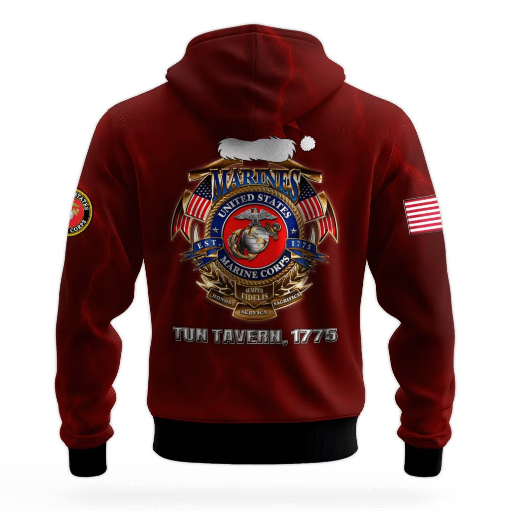 USMC 250Th Anniversary Christmas Hoodie 1775 2025 Marine Corps Veteran Apparel Gift Ideas - Tradiviet - Image 2