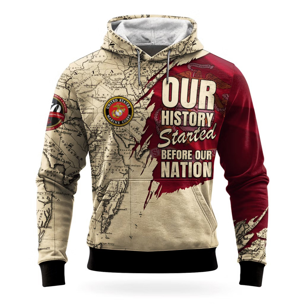 USMC 250Th Anniversary Hoodie 1775 2025 Marine Corps Veteran Clothing Unique Gifts For Vets - Tradiviet