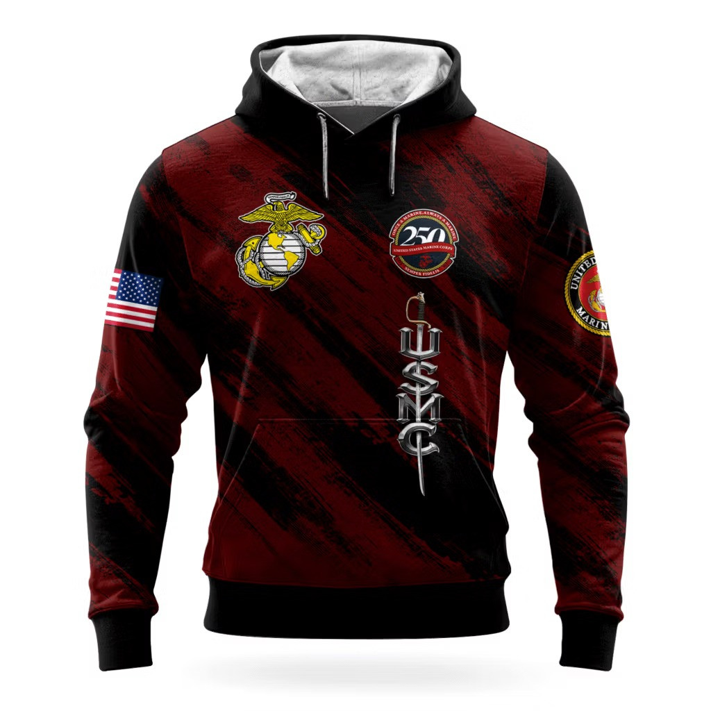 USMC 250Th Anniversary Hoodie 1775 2025 USMC Merch Marine Corps Veteran Apparel Good Gifts - Tradiviet