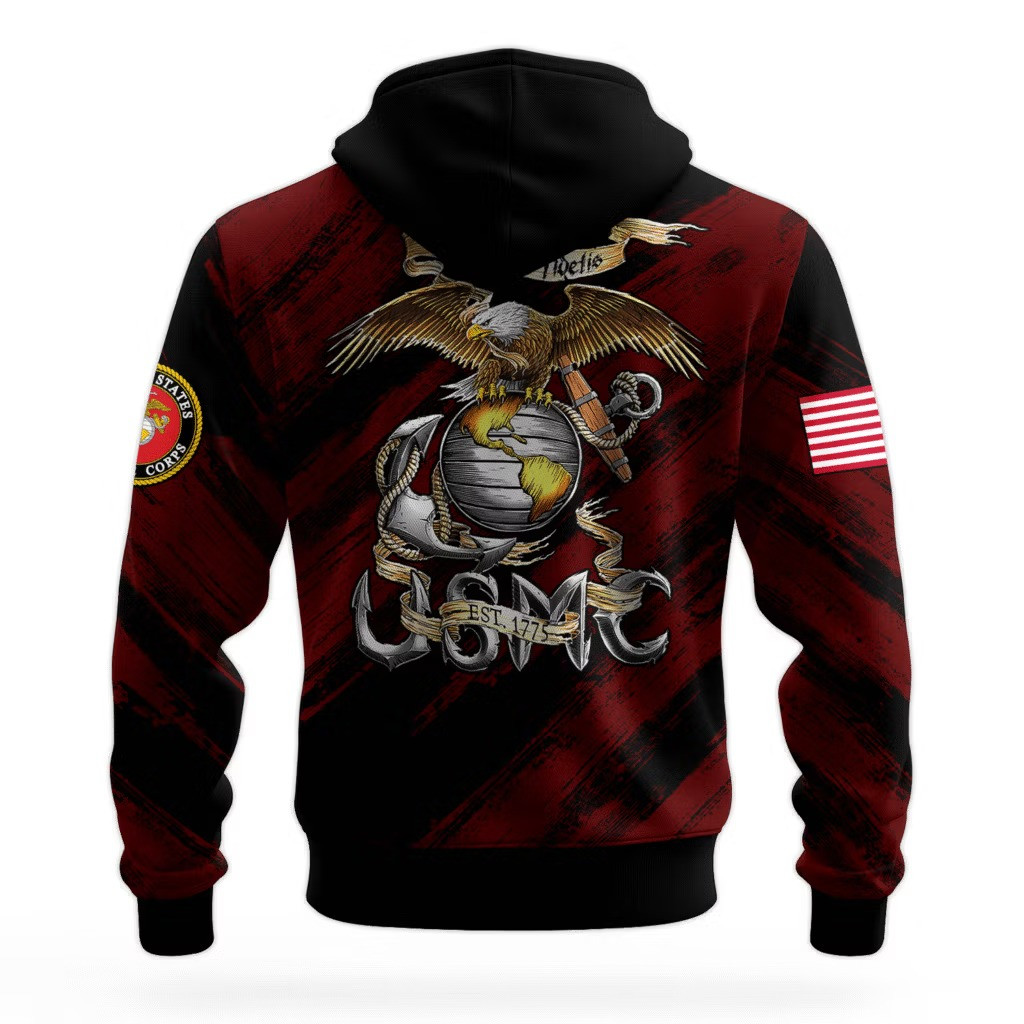 USMC 250Th Anniversary Hoodie 1775 2025 USMC Merch Marine Corps Veteran Apparel Good Gifts - Tradiviet - Image 2