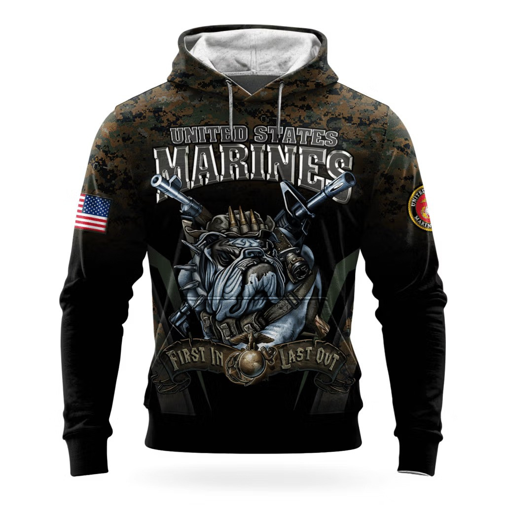 USMC Bulldog Devil Dog 250Th Anniversary Camo Hoodie 1775 2025 Marine Corps Veteran Clothing - Tradiviet