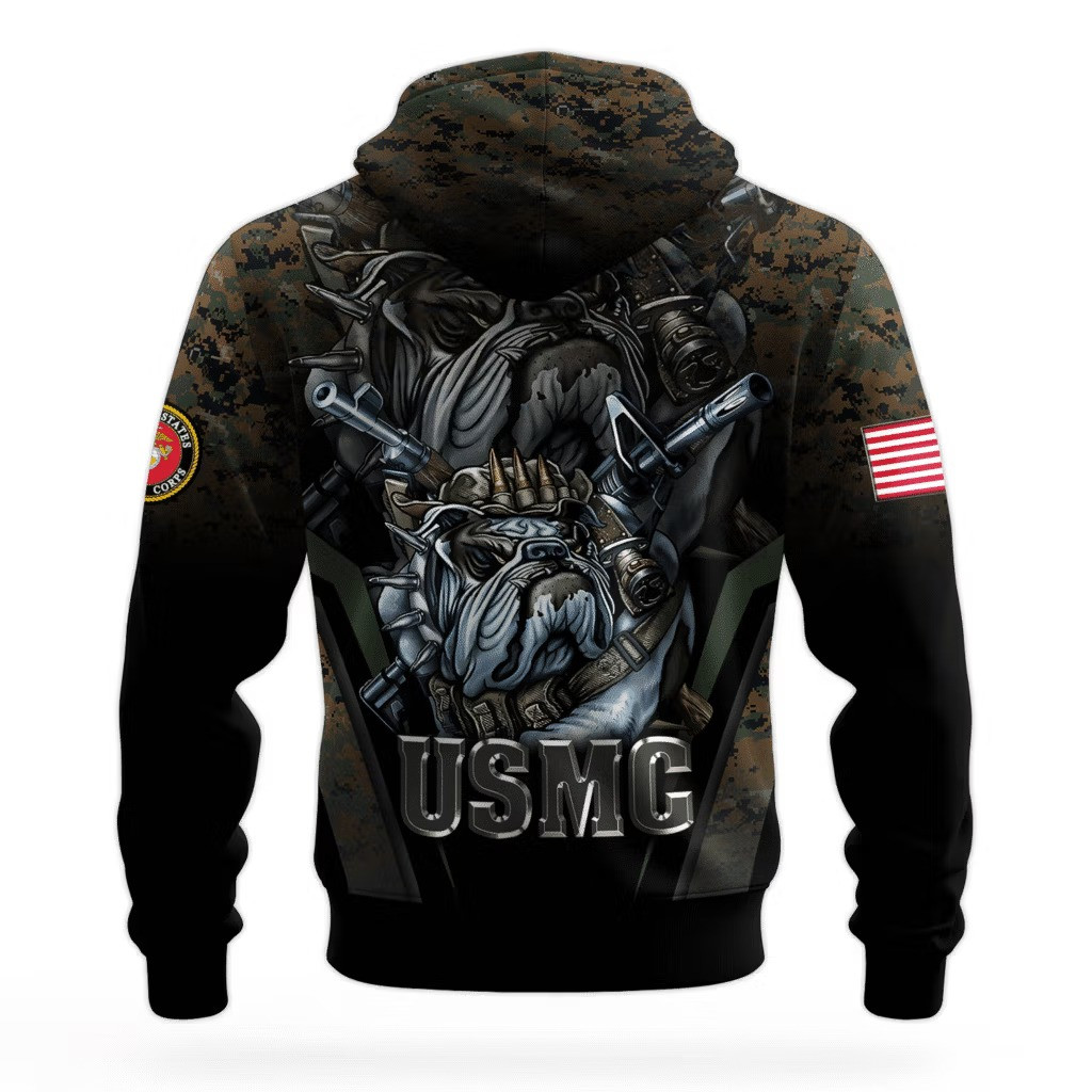 USMC Bulldog Devil Dog 250Th Anniversary Camo Hoodie 1775 2025 Marine Corps Veteran Clothing - Tradiviet - Image 2