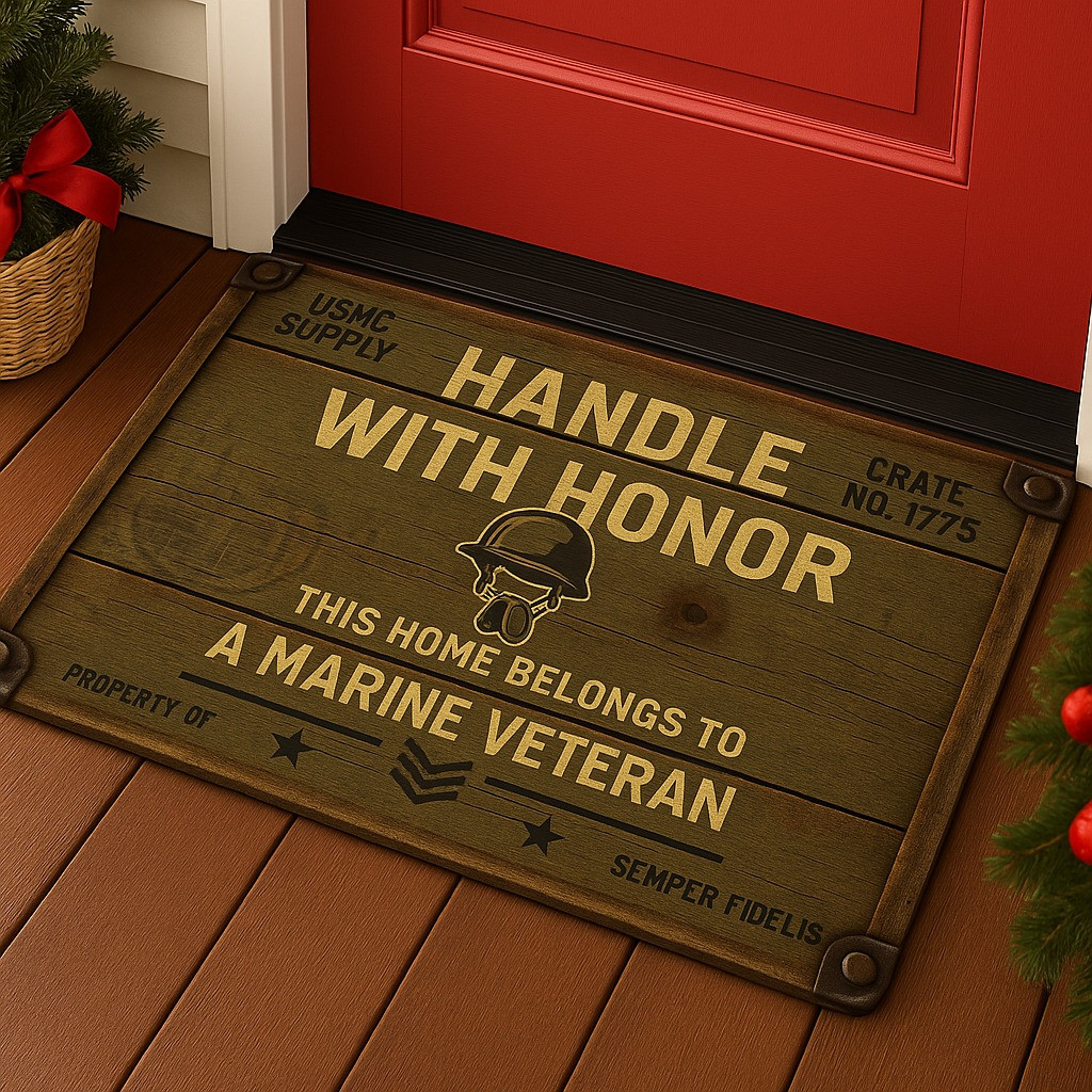 USMC Doormat This Home Belongs To A Marine Veteran Welcome Mat Gifts For Veterans - Tradiviet