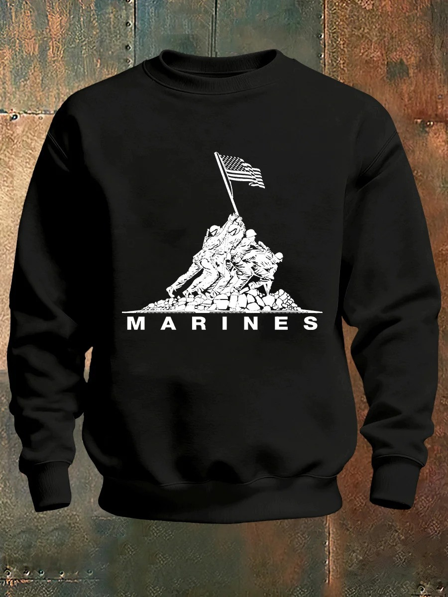 USMC Marine Corps Raising Iwo Jima Flag Sweatshirt Patriotic 250Th Anniversary Clothing - Tradiviet - Image 2