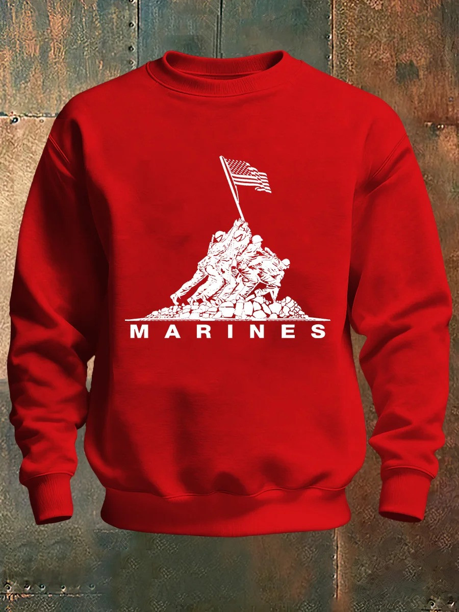 USMC Marine Corps Raising Iwo Jima Flag Sweatshirt Patriotic 250Th Anniversary Clothing - Tradiviet