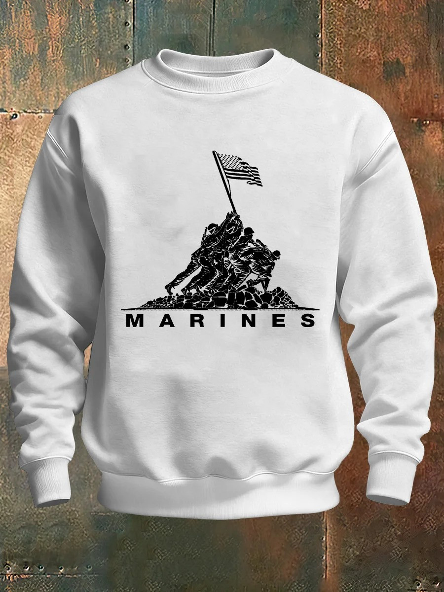 USMC Marine Corps Raising Iwo Jima Flag Sweatshirt Patriotic 250Th Anniversary Clothing - Tradiviet - Image 3