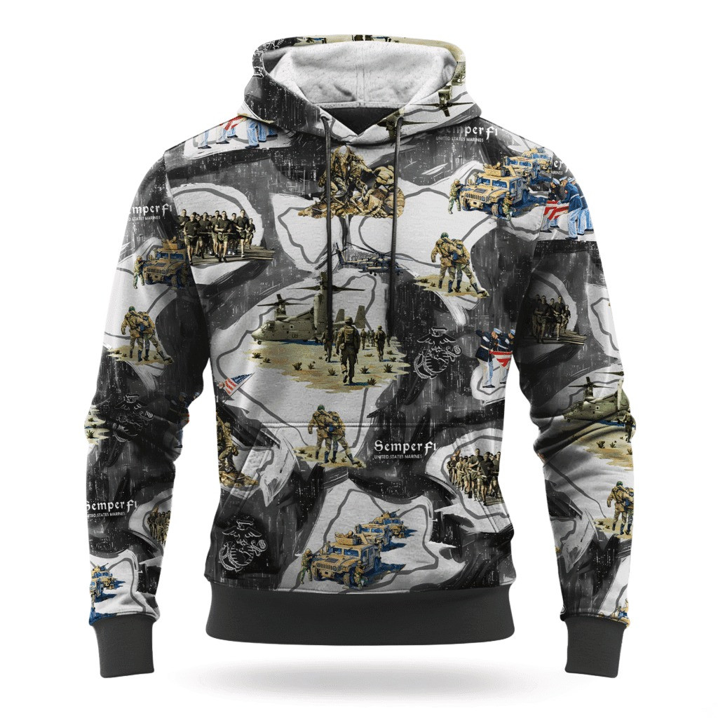USMC Semper Fi 250Th Anniversary Hoodie Marine Veteran Apparel Unique Marine Corps Gifts - Tradiviet