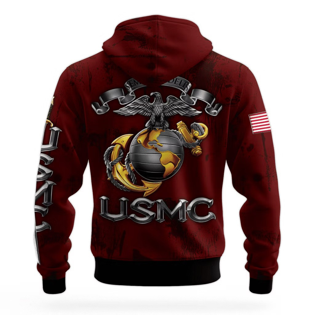 USMC Semper Fidelis 250Th Anniversary Hoodie Marine Corps Veteran Clothing Best Gifts 2025 - Tradiviet - Image 2