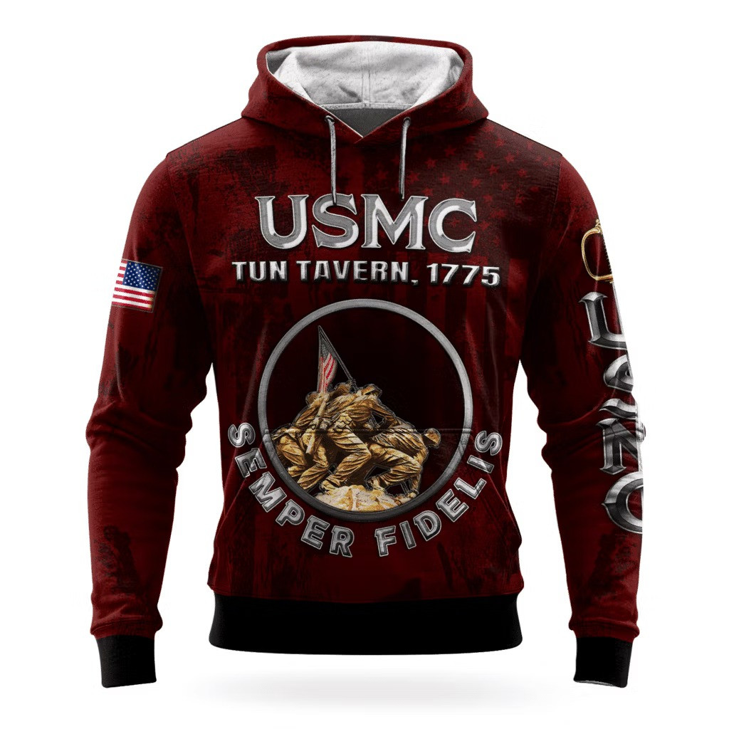 USMC Semper Fidelis 250Th Anniversary Hoodie Marine Corps Veteran Clothing Best Gifts 2025 - Tradiviet