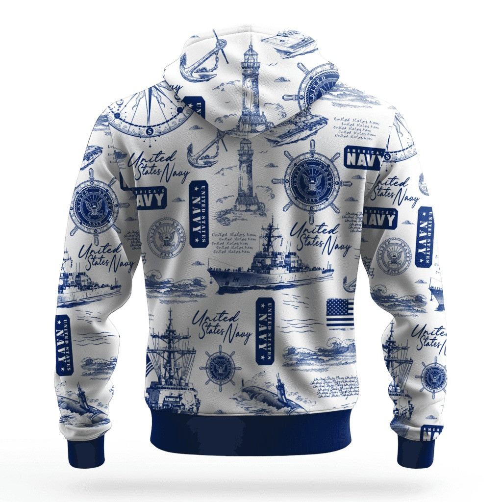 USN Navy 250Th Anniversary Hoodie Patriotic USN Merch United States Navy Veteran Apparel - Tradiviet - Image 2