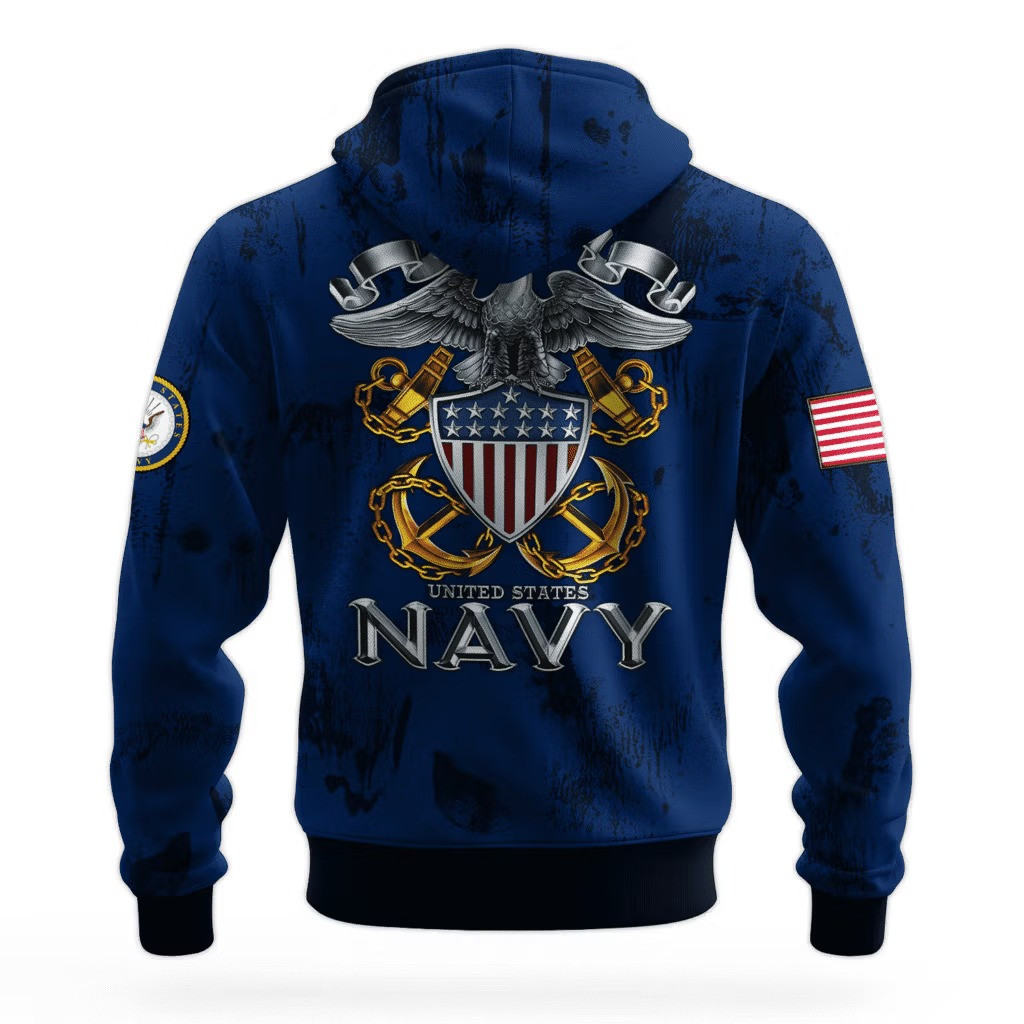 USN Navy Force By The Sea 250Th Anniversary Hoodie 1775 2025 Patriotic Navy Veteran Clothing - Tradiviet - Image 2