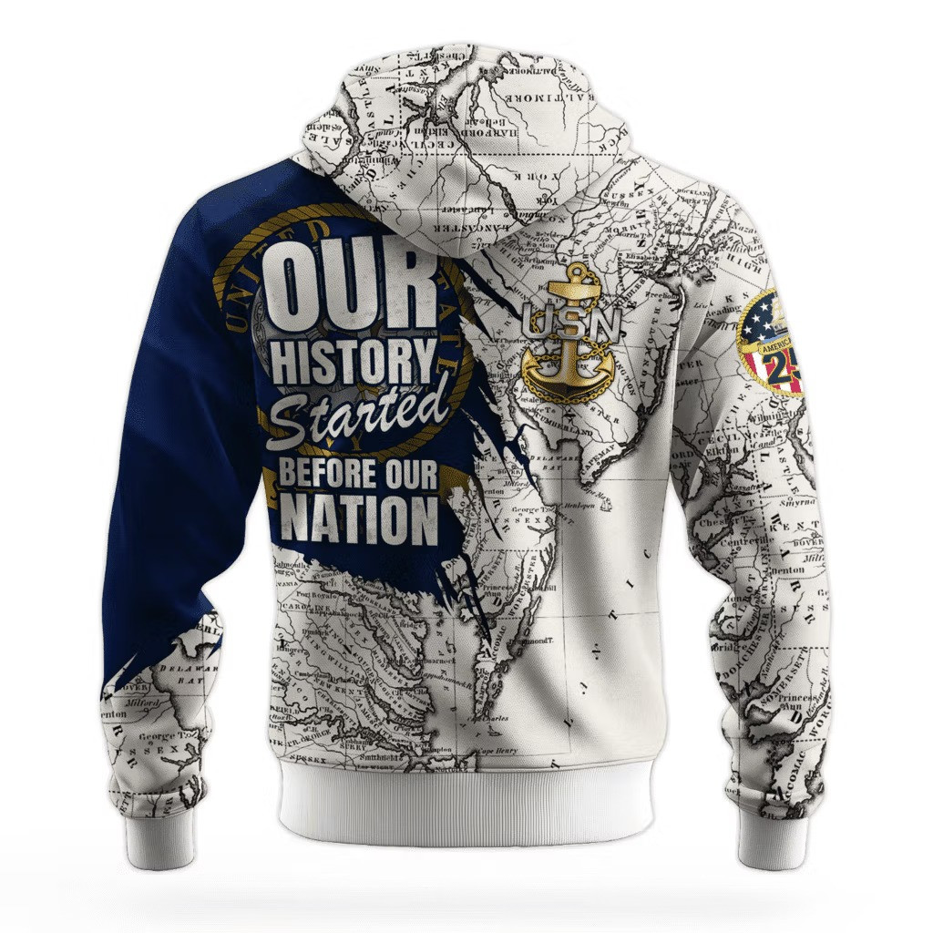 USN Navy Veteran 250Th Anniversary Hoodie Patriotic USN Merch US Navy Retired Apparel - Tradiviet - Image 2