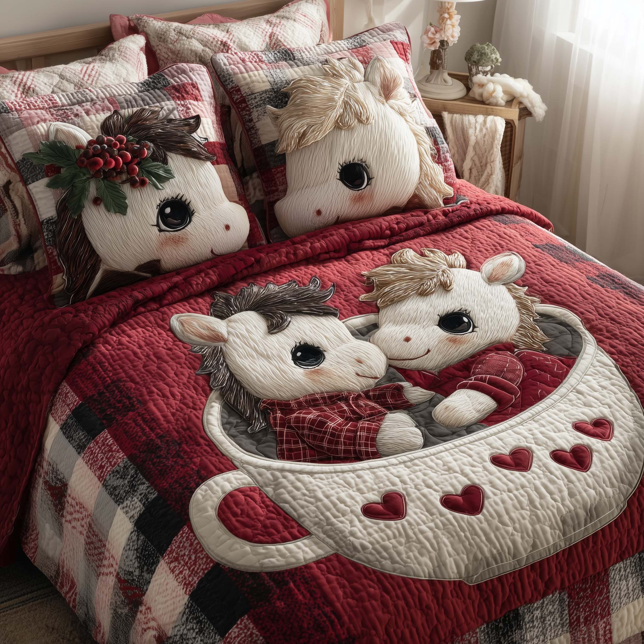 Valentine Couple Quilted Bedding Set Valentine Couple Desert Gift For Valentine Couple - Tradiviet