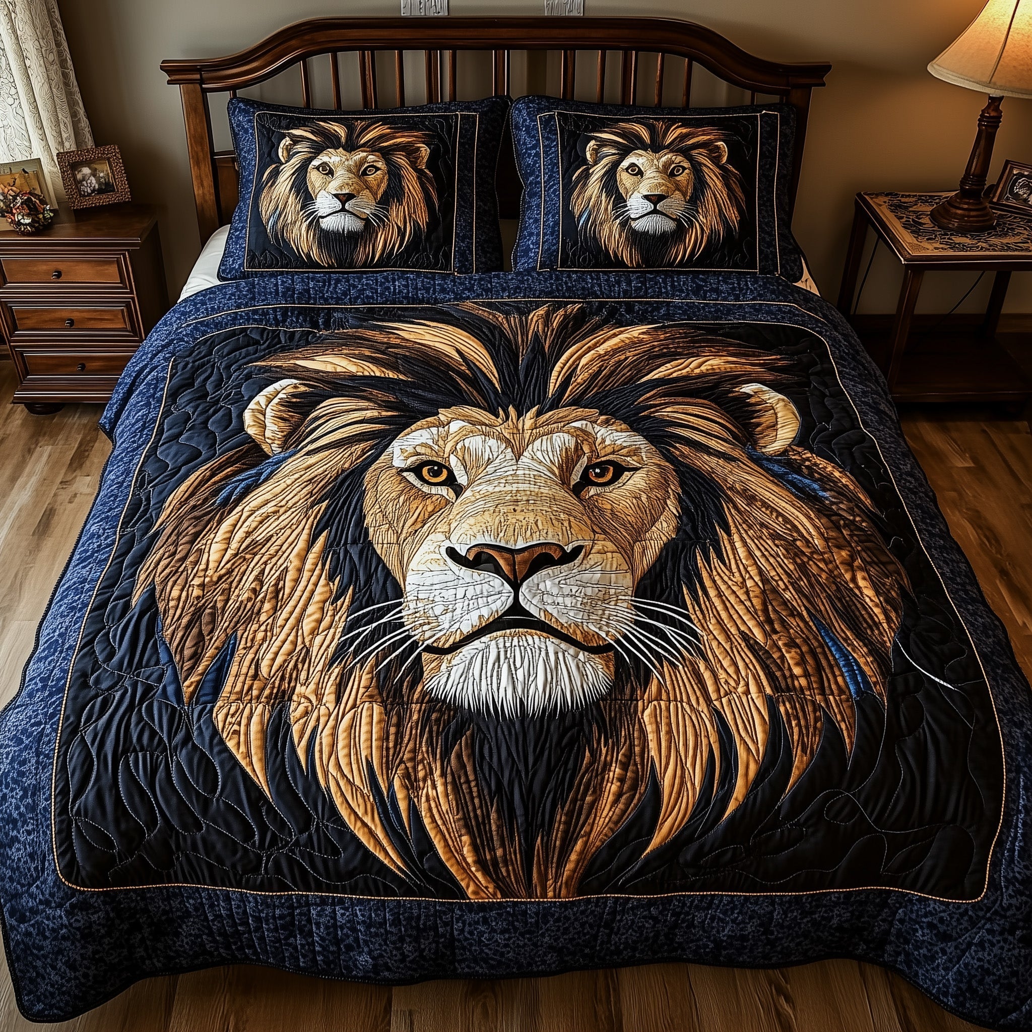Valor Lion King Quilted Bedding Set Valor Lion Rustic Gift For Lion King - Tradiviet