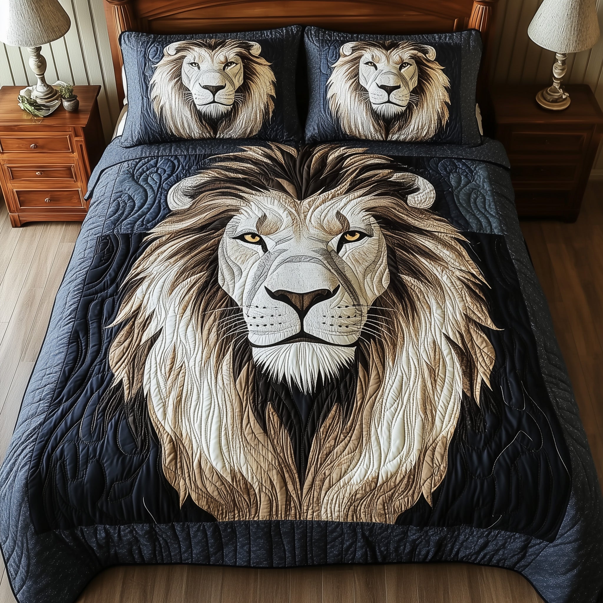 Valor Lion King Quilted Bedding Set Valor Lion Wildlife Gift For Valor - Tradiviet