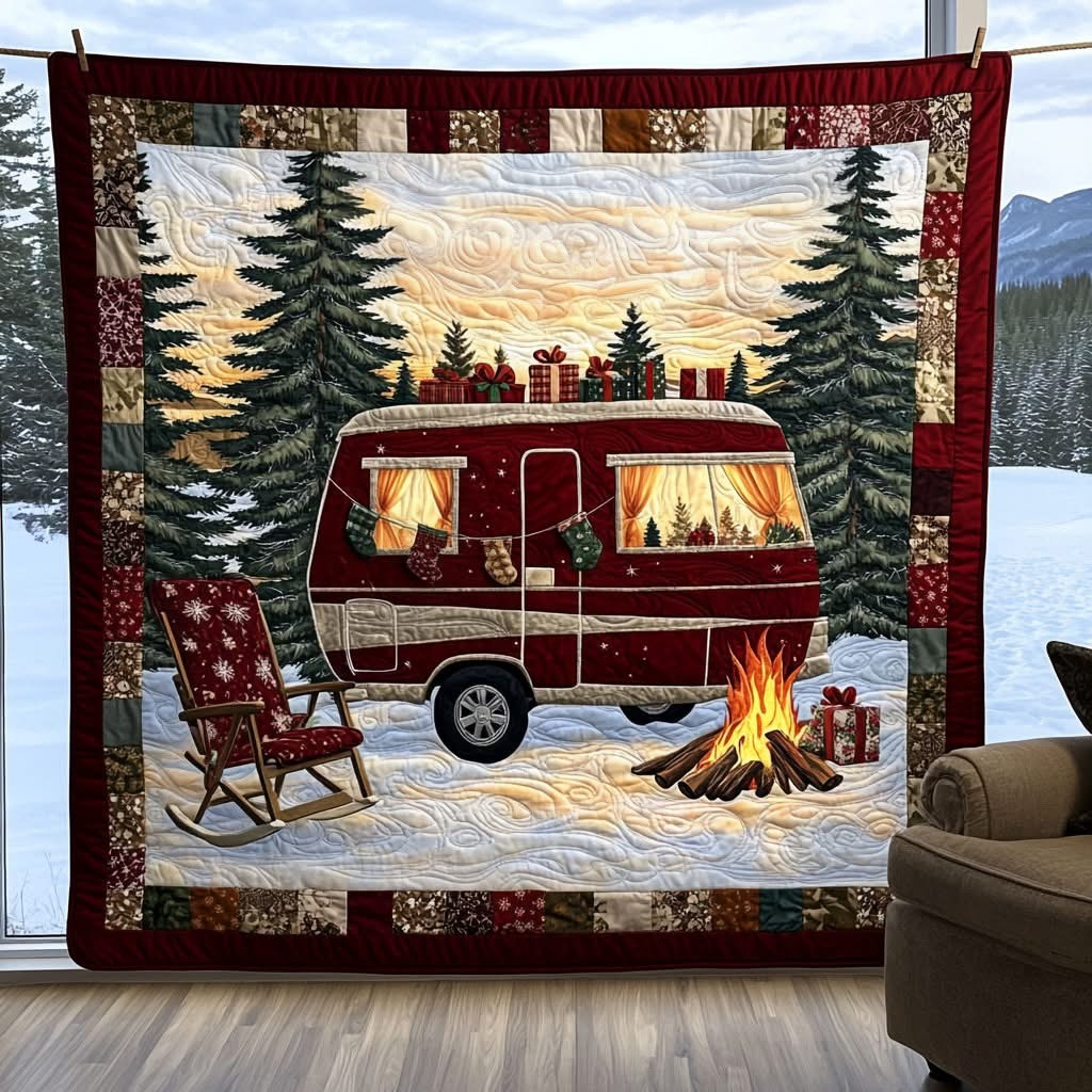 Van Life Christmas Quilt Blanket Best Christmas Gifts For Camping Lovers Campervan Owners - Tradiviet