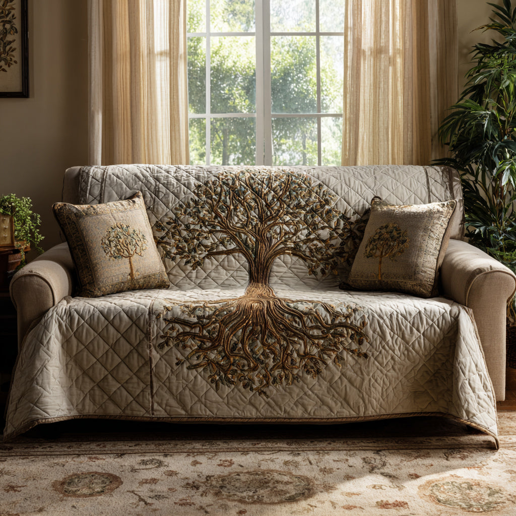 Verdant Spirit Quilted Sofa Cover Indoor Home Room Decor Home Decor Gift Ideas - Tradiviet