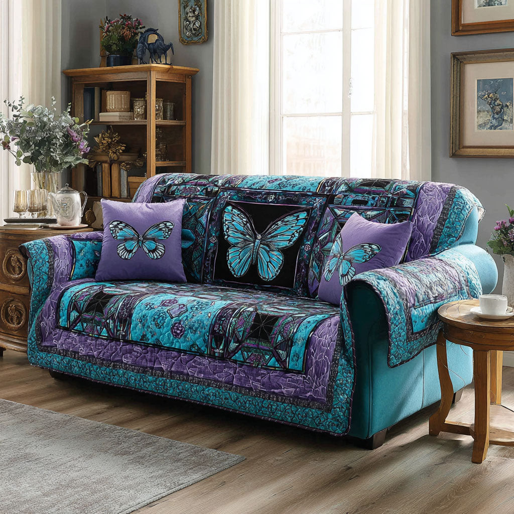 Vibrant Wings Quilted Sofa Cover Sofa Slip Covers Great Butterfly Lover Gifts - Tradiviet