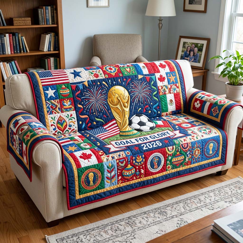Victory Fireworks Quilted Sofa Cover Sports Home Couch Cover Perfect Housewarming Gift Ideas - Tradiviet