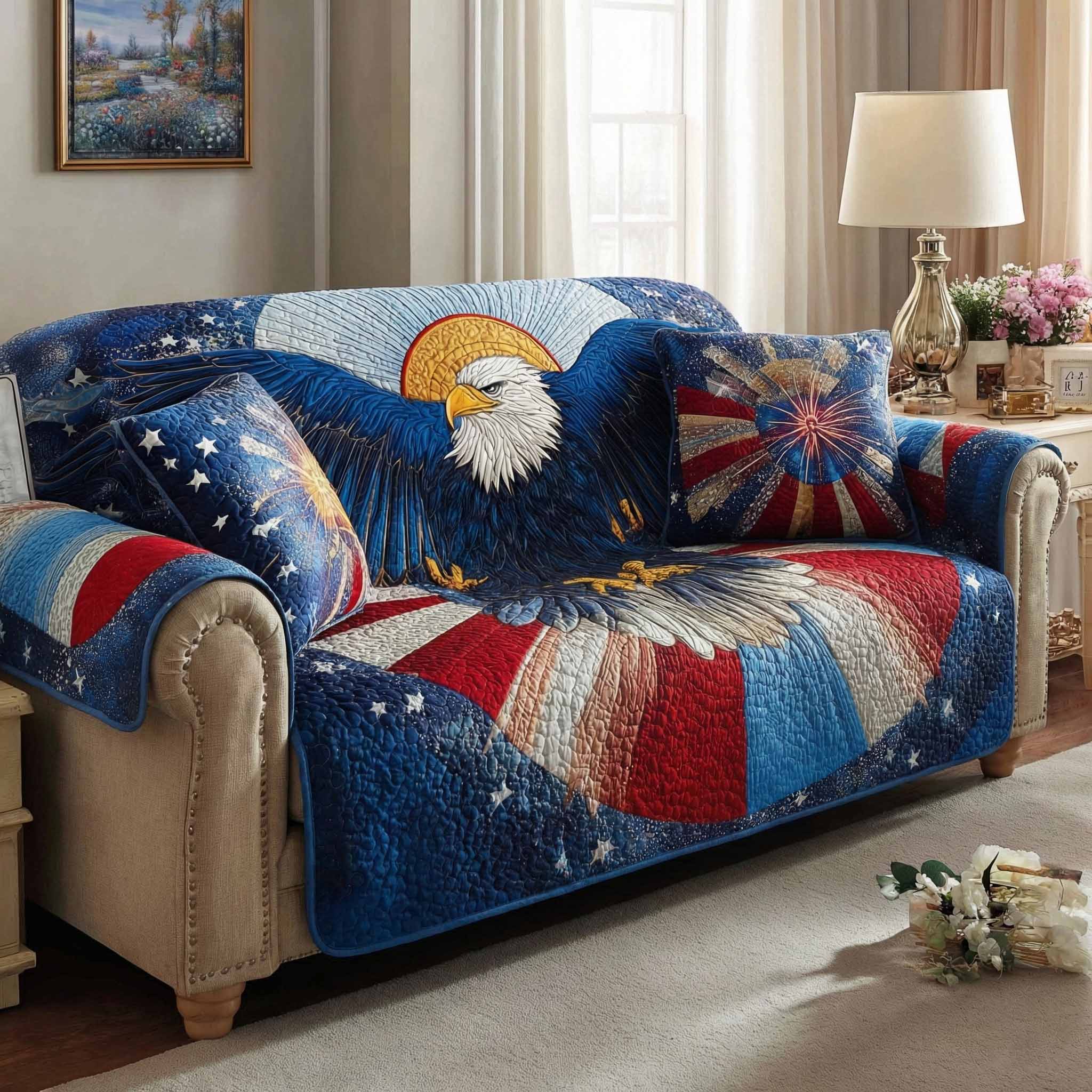 Victory Wings Quilted Sofa Cover Interior Room Decor Gifts For Home Decor - Tradiviet