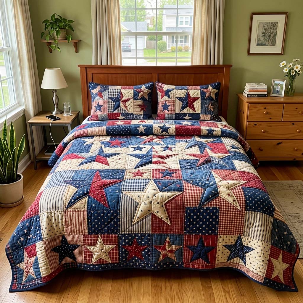 Vintage Americana Quilted Bedding Set Vintage Americana Moodboard Gift Ideas - Tradiviet