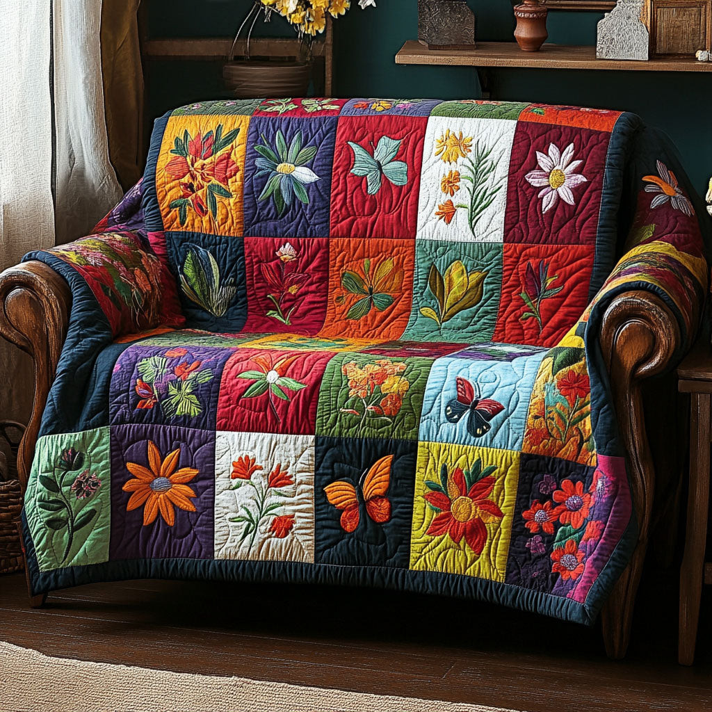 Vintage Bloom Quilted Sofa Cover Couch Slipcovers Birthday Presents For Mom Ideas - Tradiviet