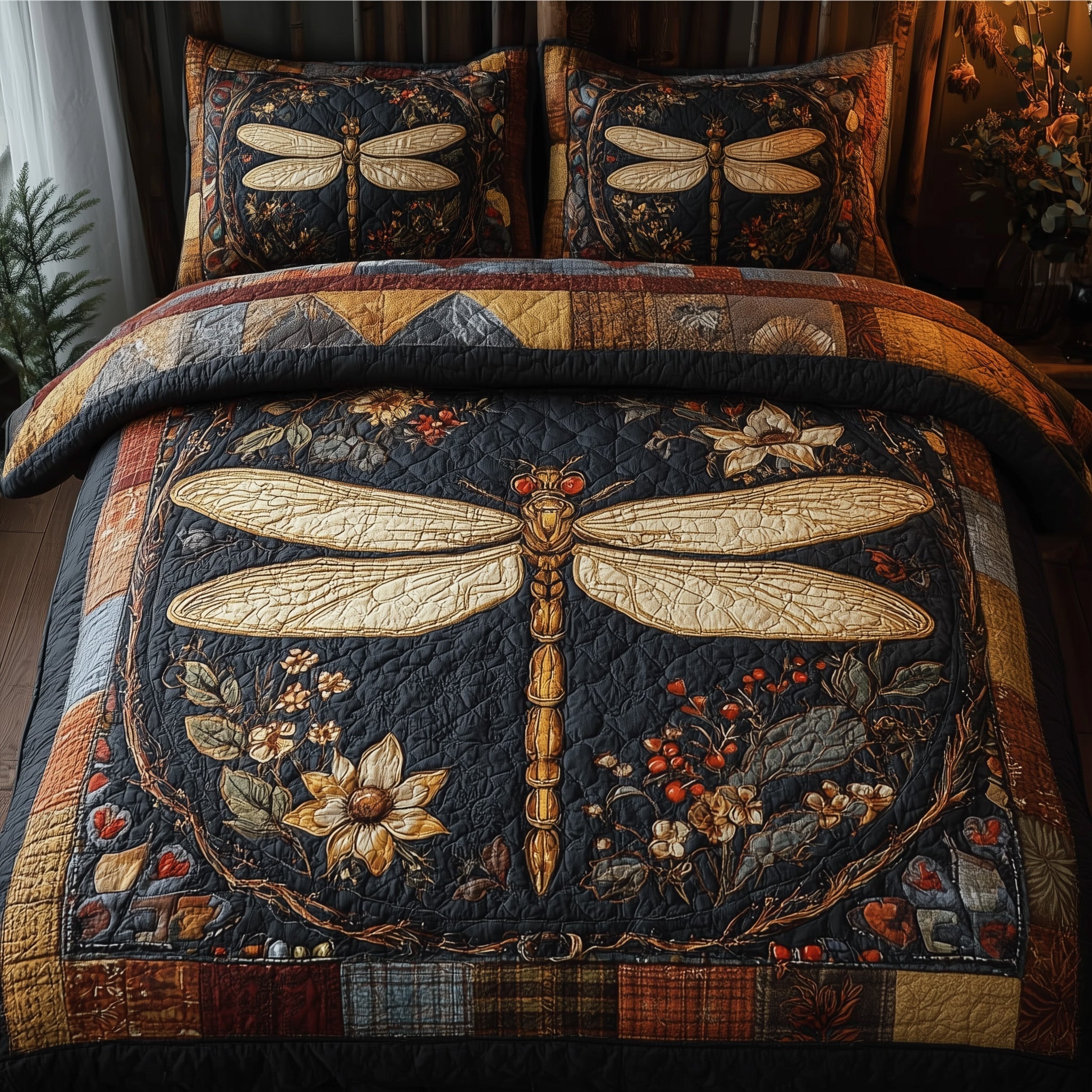 Vintage Dragonfly Quilted Bedding Set Vintage Dragonfly Island Gift For Vintage Dragonfly - Tradiviet