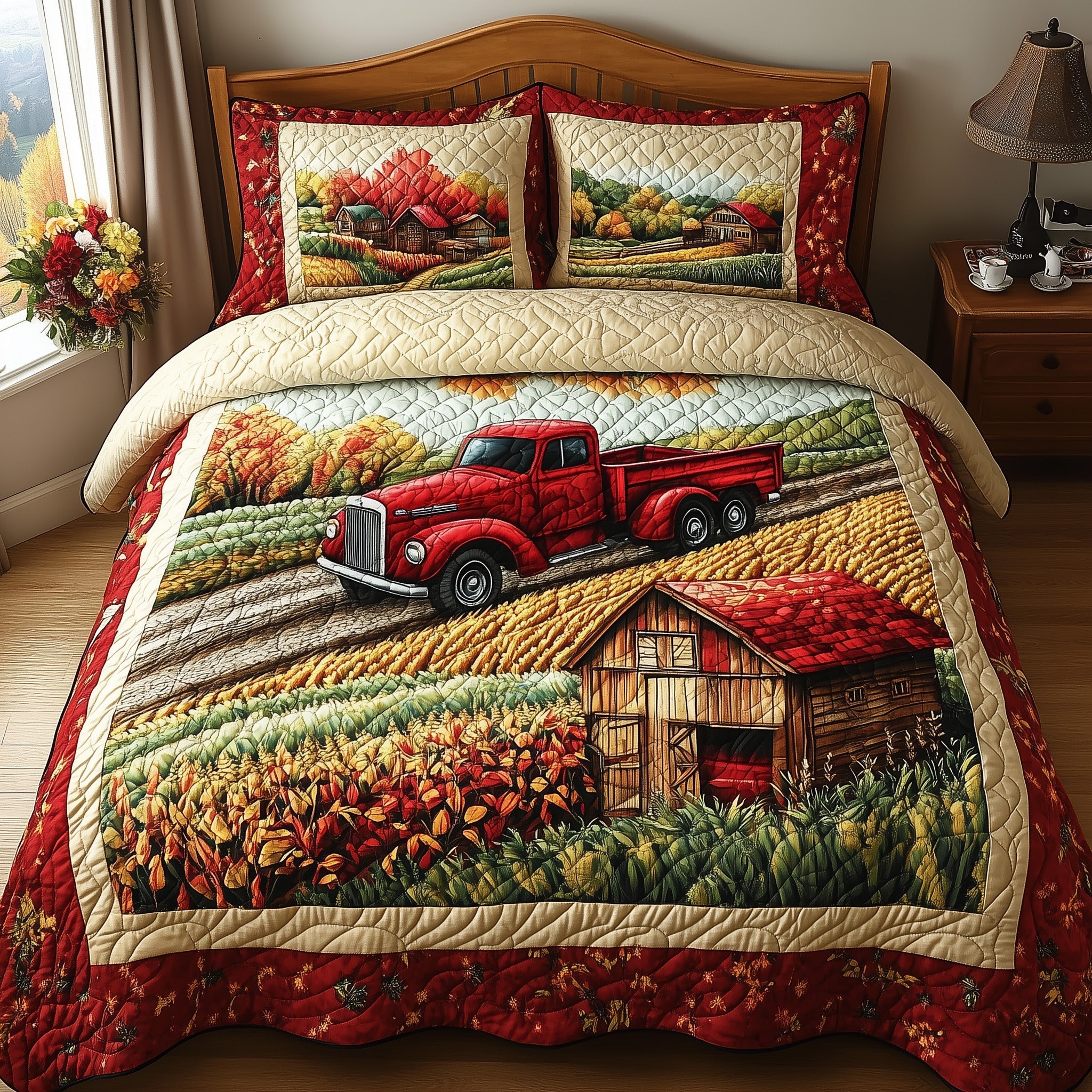 Vintage Farm Quilted Bedding Set Vintage Farm Inspiration Gift For Vintage Farm - Tradiviet