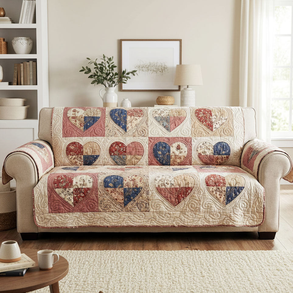 Vintage Heartloom Quilted Sofa Cover Couch Covers Sofa Cover Family Valentine Day Present Ideas - Tradiviet