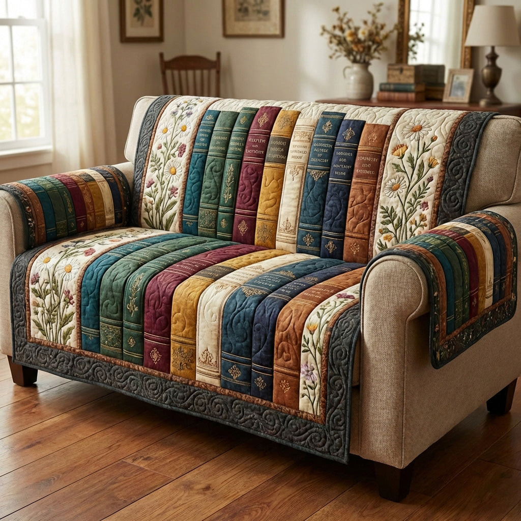 Vintage Reading Room Quilted Sofa Cover Nice Sofa Covers Book Gifts For Ladies - Tradiviet