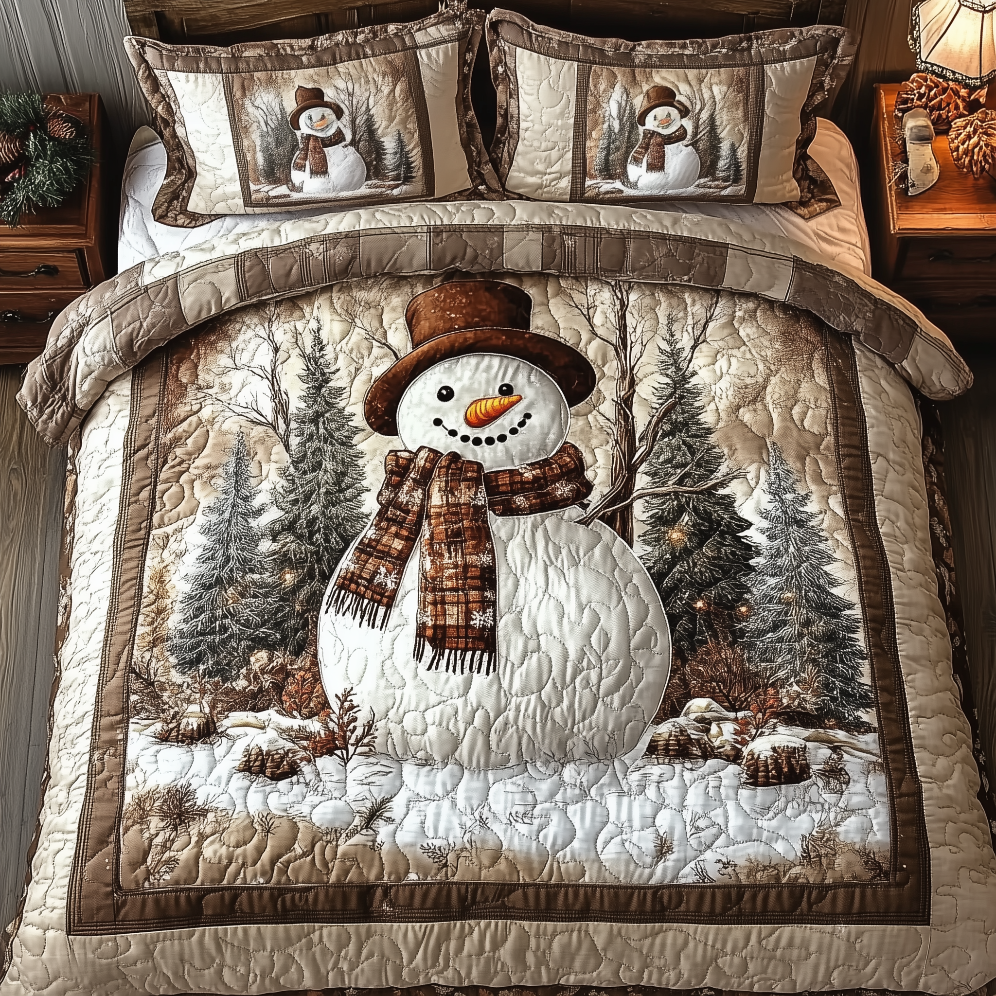 Vintage Snowman Quilted Bedding Set Vintage Snowman Mood Gift For Vintage Snowman - Tradiviet