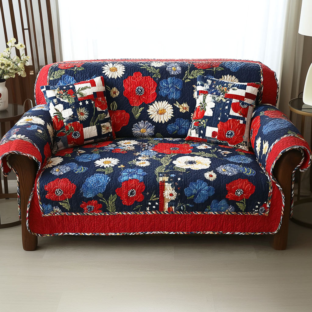 Vintage Union Quilted Sofa Cover Cute Sofa Slipcovers 4Th July Gift Ideas - Tradiviet