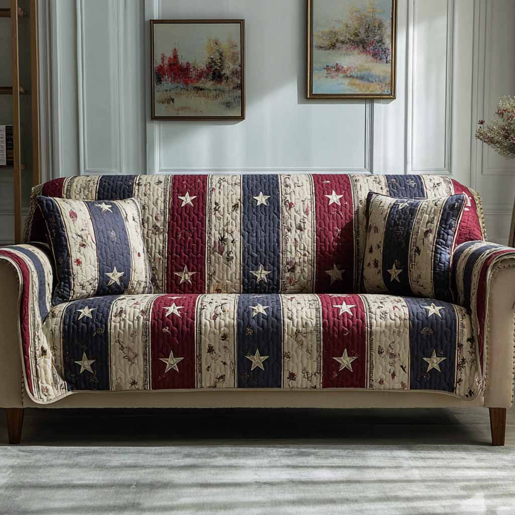 Vintage Union Quilted Sofa Cover Sofa Couch Slipcover Great Mother's Day Gifts - Tradiviet