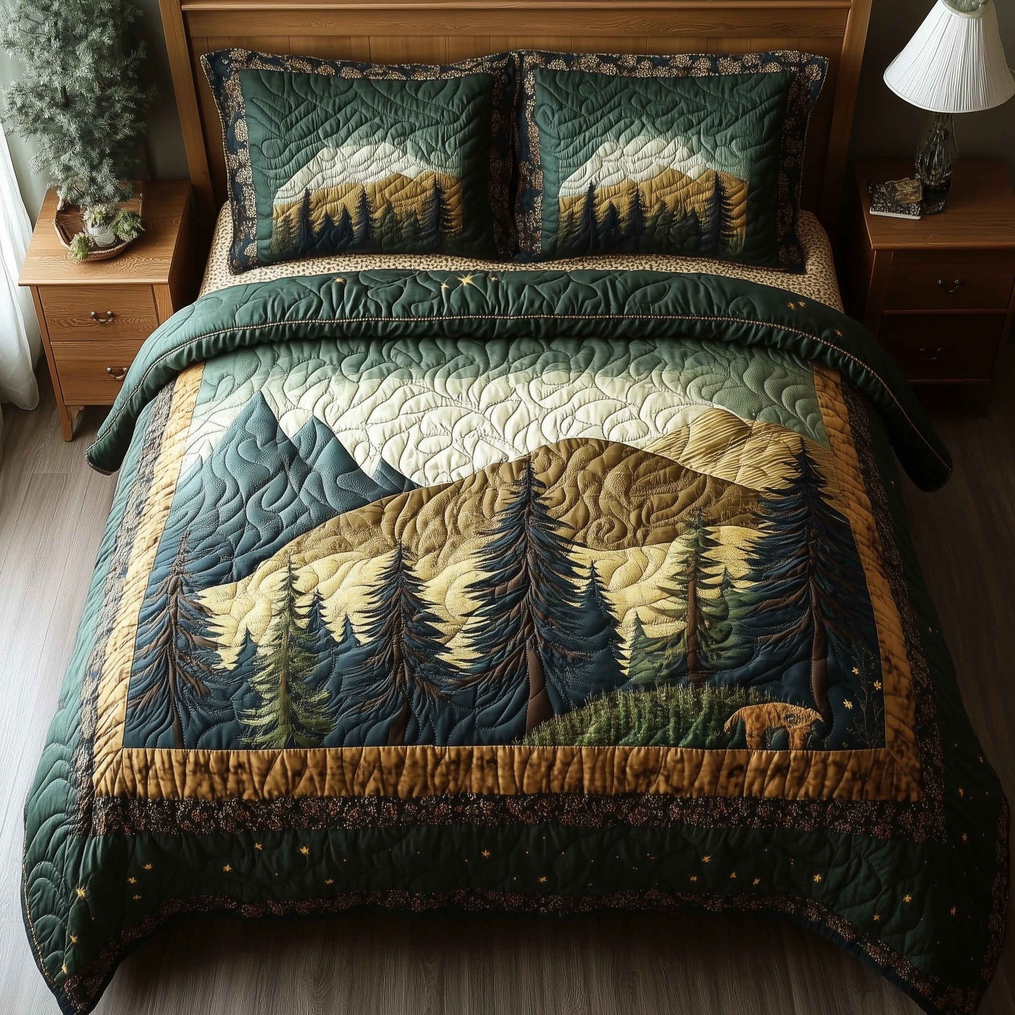 Vintage Woodland Quilted Bedding Set Vintage Woodland Nature Gift For Woodland Mom - Tradiviet