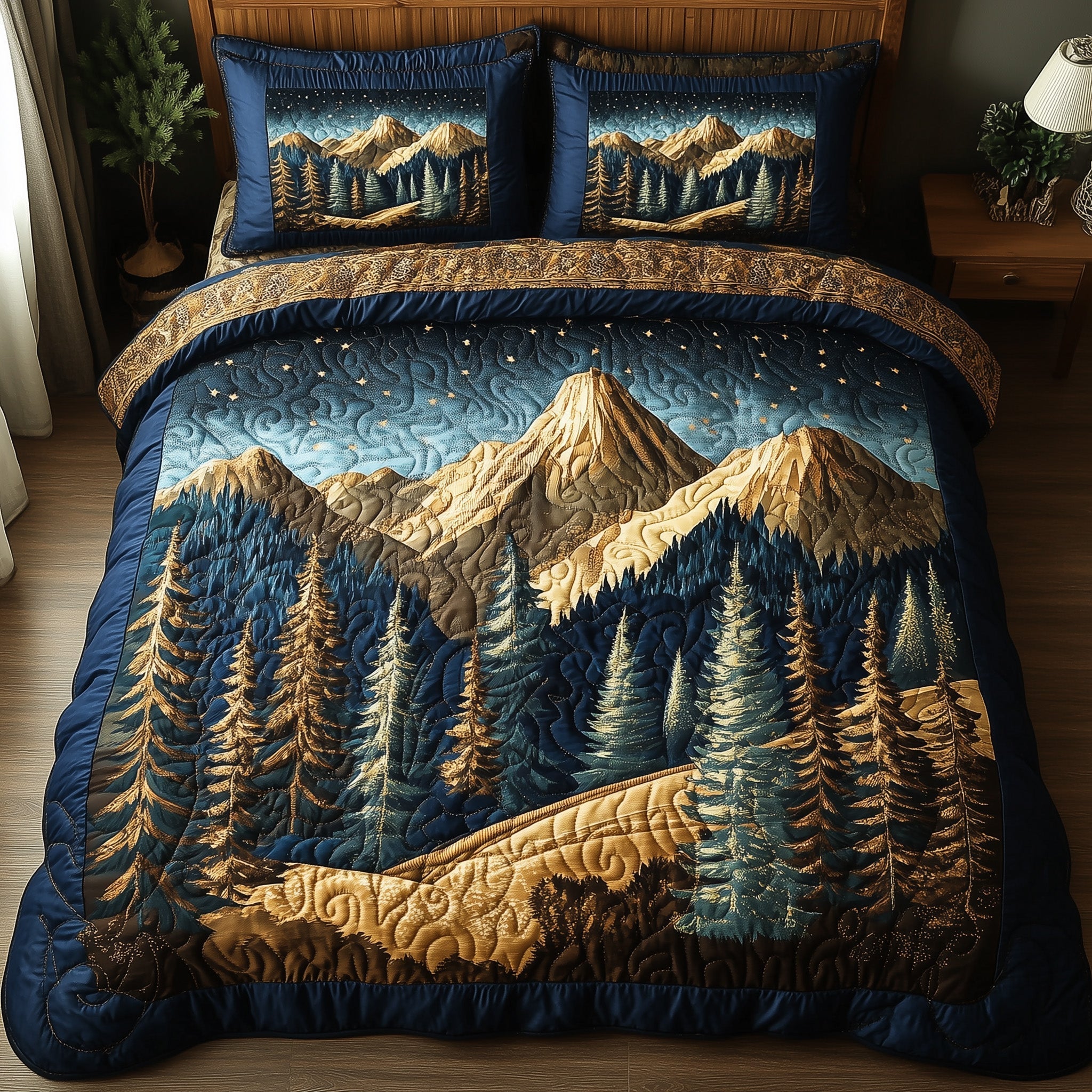 Vintage Woodland Quilted Bedding Set Vintage Woodland Stitch Gift For Woodland Friends - Tradiviet