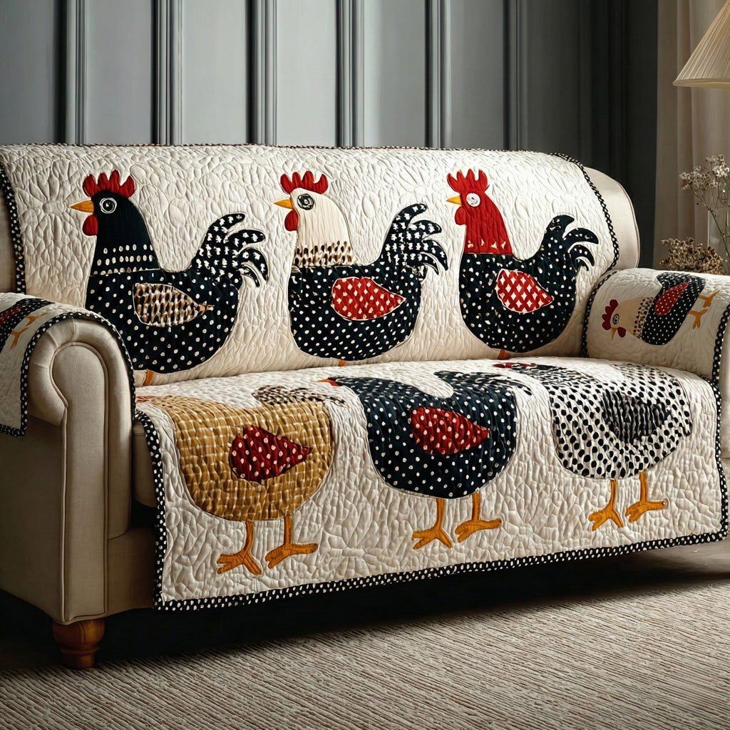 Warm Hens Quilted Sofa Cover Holiday Room Decor Best Room Decor Gifts - Tradiviet