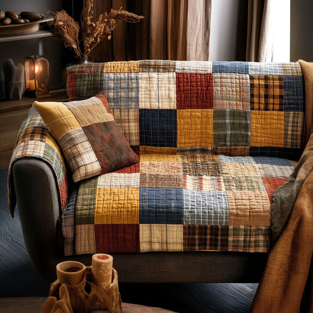 Warm Mosaic Quilted Sofa Cover Home Decorattions Special Birthday Gifts For Dad - Tradiviet