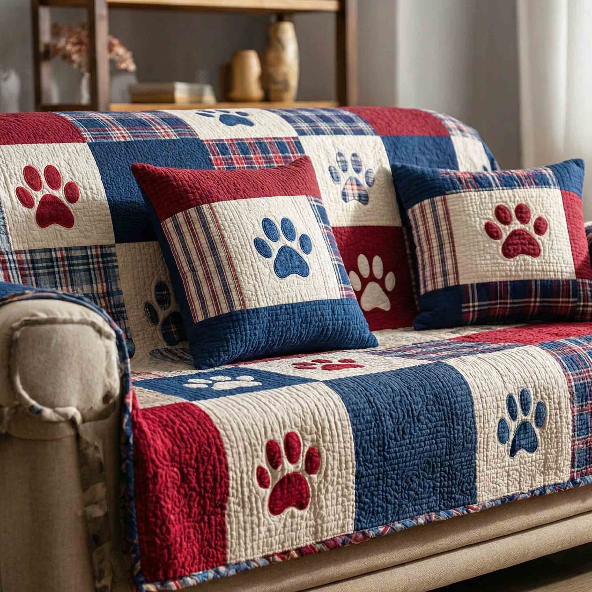 Warm Paws Home Quilted Sofa Cover Sofa Cover Slipcover Gift For Dog Lovers Owners - Tradiviet