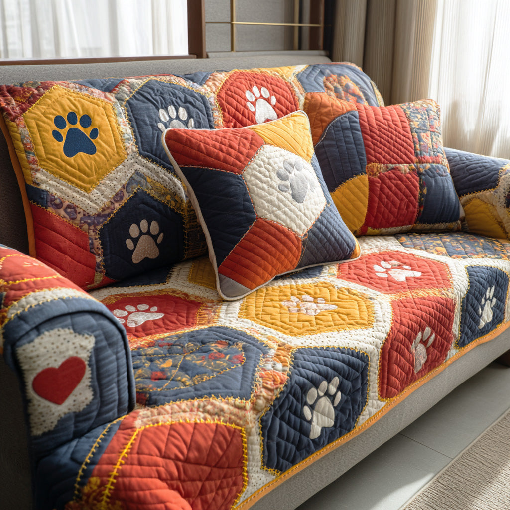 Warm Paws Quilted Sofa Cover Seasonal Room Decor Gifts For New Homes - Tradiviet