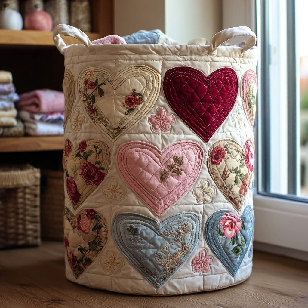 Warm Pieces Quilted Laundry Basket Cute Storage Basket Lovely Gifts For Her - Tradiviet