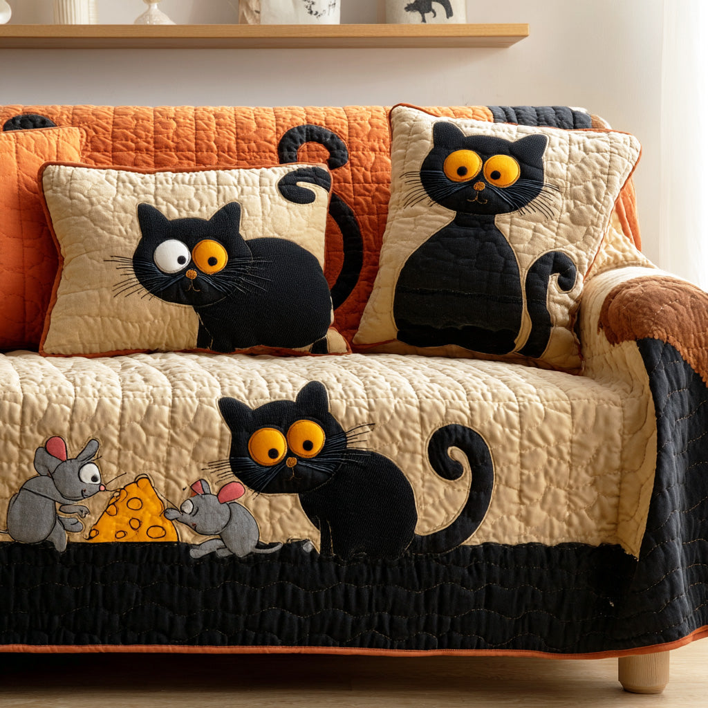 Warm Purr Quilted Sofa Cover Neutral Room Decor Perfect Housewarming Gift Ideas - Tradiviet