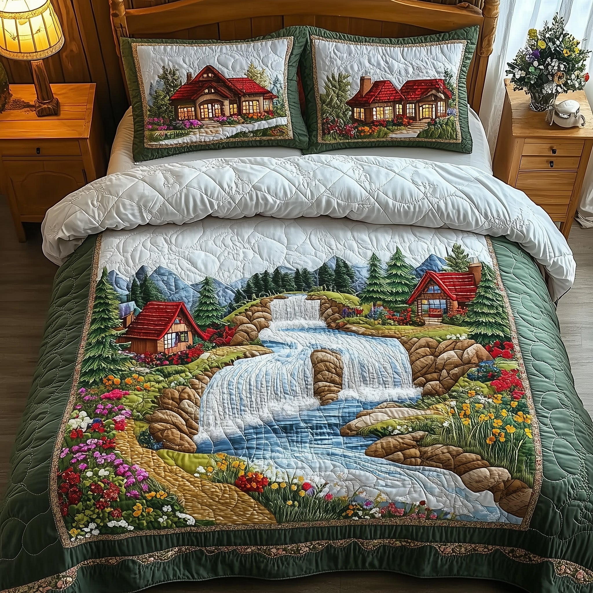 Waterfalls Heaven Quilted Bedding Set Waterfalls Heaven Story Gift For Waterfalls - Tradiviet