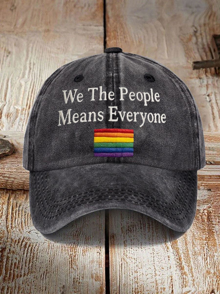 We The People Means Everyone Hat Rainbow Flag Patriotic Pride Merch Ball Cap Gift Ideas - Tradiviet - Image 6