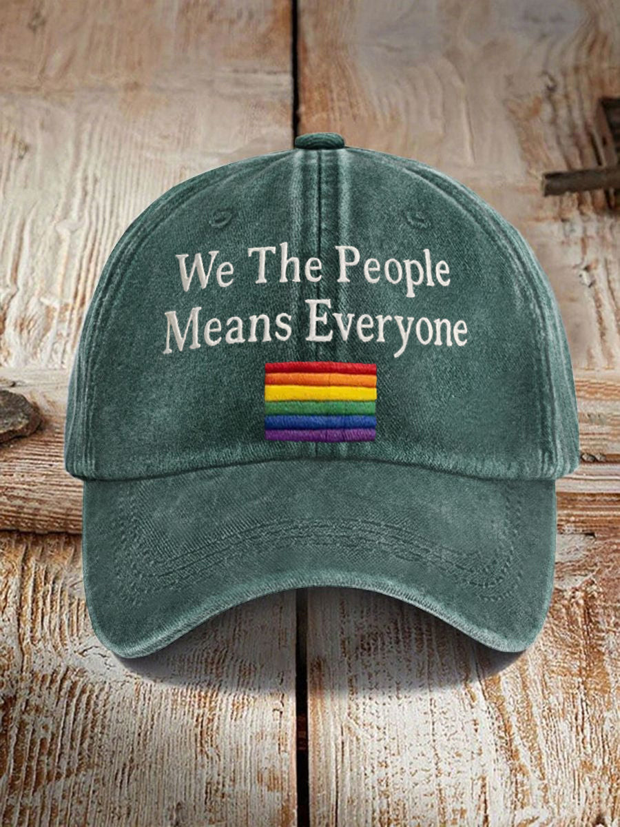 We The People Means Everyone Hat Rainbow Flag Patriotic Pride Merch Ball Cap Gift Ideas - Tradiviet