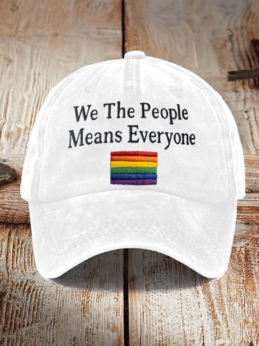 We The People Means Everyone Hat Rainbow Flag Patriotic Pride Merch Ball Cap Gift Ideas - Tradiviet - Image 2