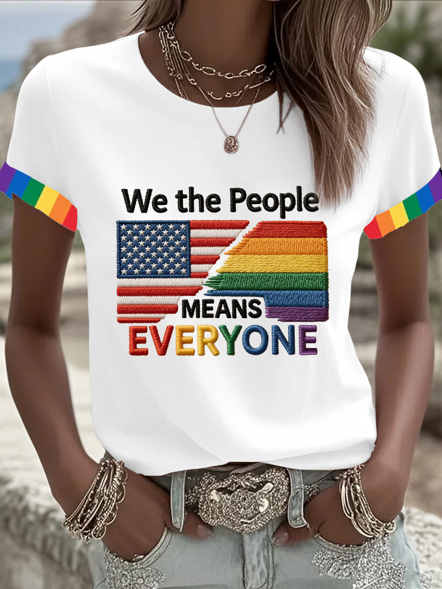 We The People Means Everyone Shirt American Flag And Rainbow Pride Merch LGBT Gift - Tradiviet